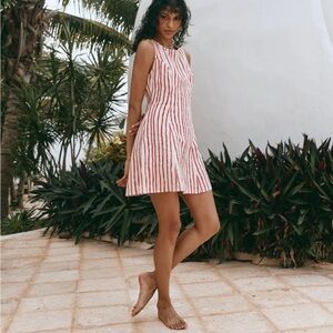 VRG GRL CHLOE LINEN MINI DRESS STRIPE - size S, US 4, AUS 8